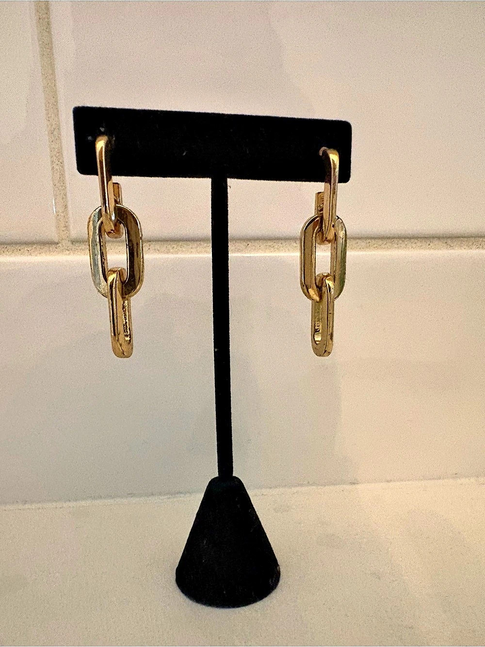 Jenny Bird Gold-Tone Link Drop Earrings Like New